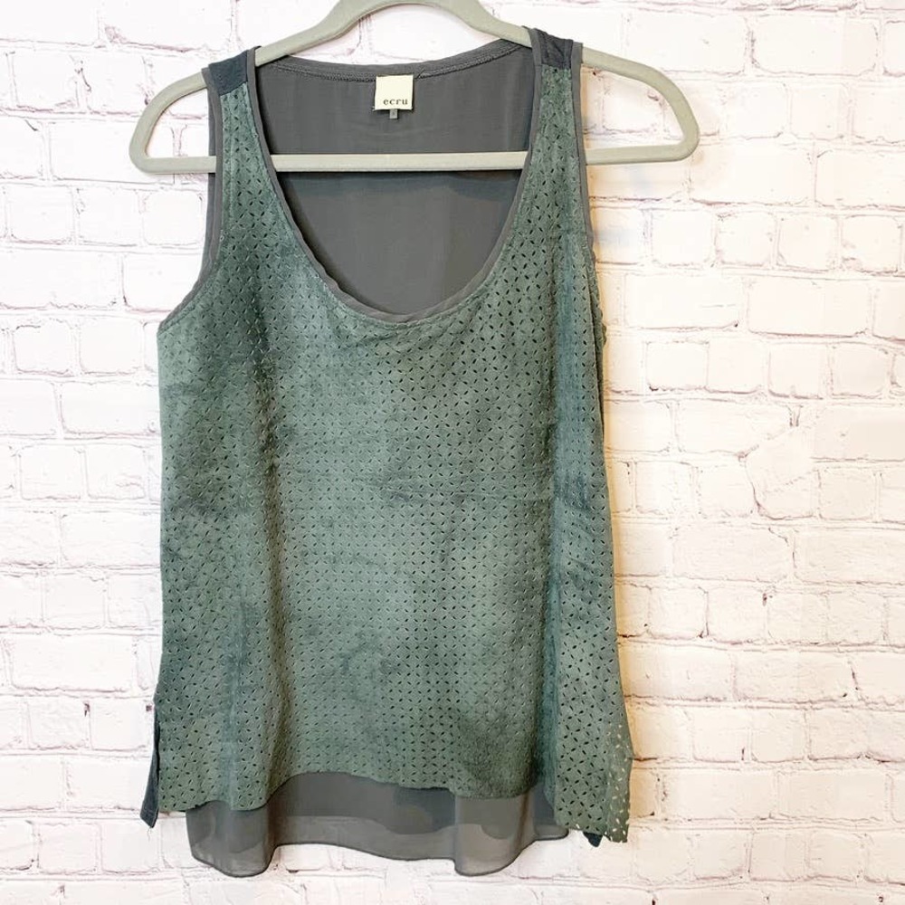 Ecru Suede Sleeveless top Small